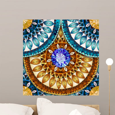 Seamless Pattern Fish Scale Wall Decal shown on a wall