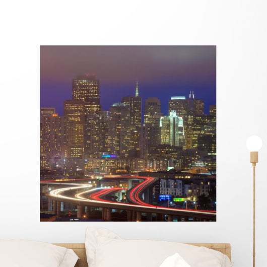 San Francisco Cityscape Night Wall Mural
