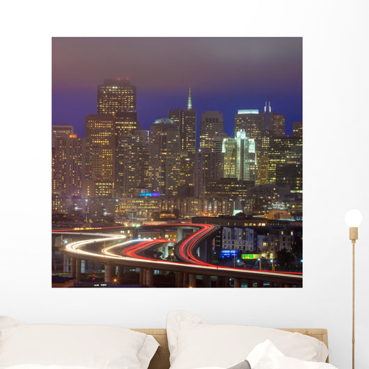 San Francisco Cityscape Night Wall Mural