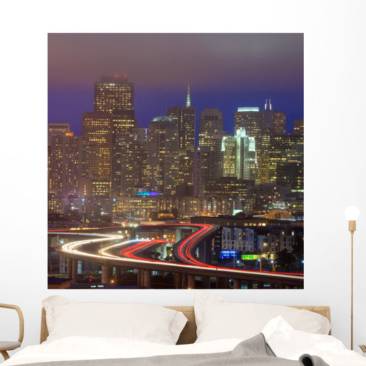 San Francisco Cityscape Night Wall Mural