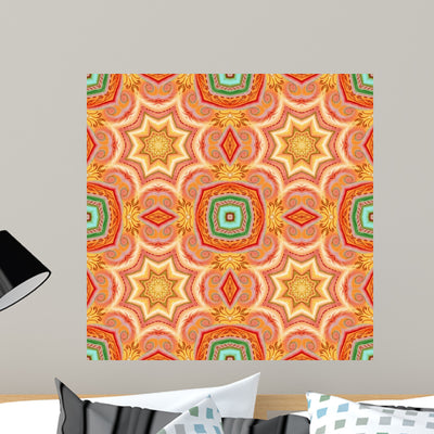 Seamless Pattern Pastel Paintings Wall Decal shown on a wall