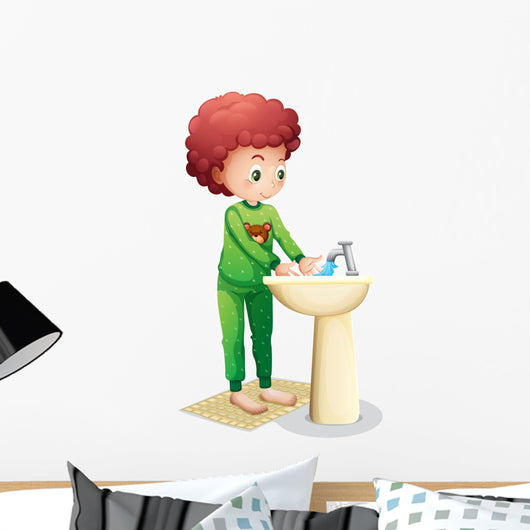 Young Boy Washing His