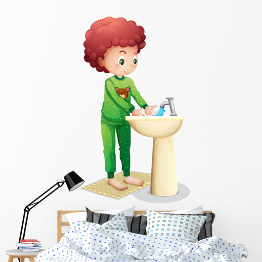 Young Boy Washing His