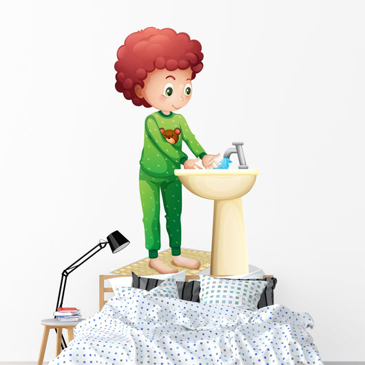 Young Boy Washing His