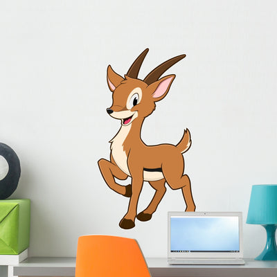 Cartoon Gazelle Wall Decal shown on a wall