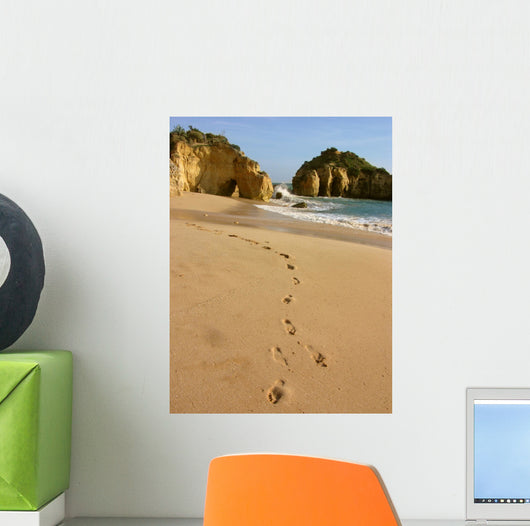 Albufeira - footprints in the sand Wall Mural