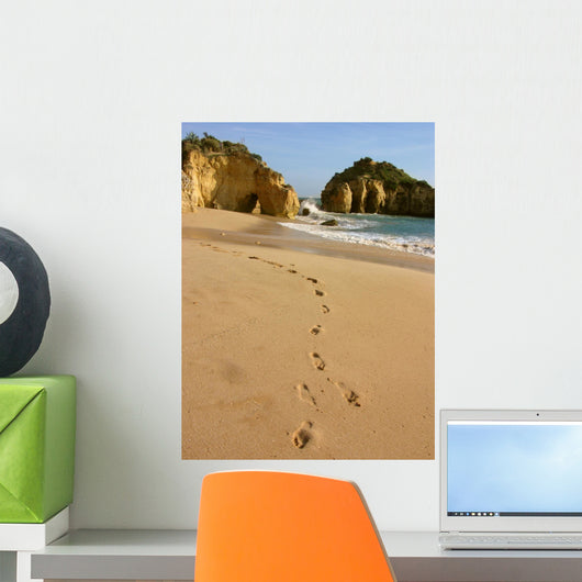 Albufeira - footprints in the sand Wall Mural