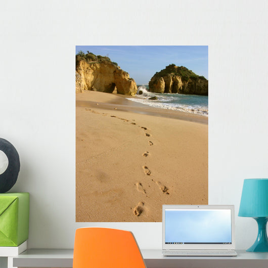 Albufeira - footprints in the sand Wall Mural