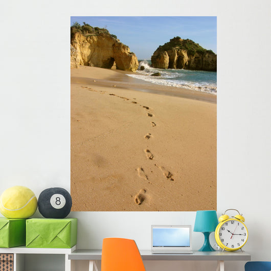 Albufeira - footprints in the sand Wall Mural