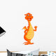 Cute Fire Dragon Cartoon Waving Wall Decal