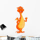 Cute Fire Dragon Cartoon Waving Wall Decal