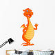 Cute Fire Dragon Cartoon Waving Wall Decal