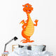 Cute Fire Dragon Cartoon Waving Wall Decal