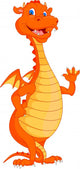Cute Fire Dragon Cartoon Waving Wall Decal