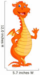 Cute Fire Dragon Cartoon Waving Wall Decal