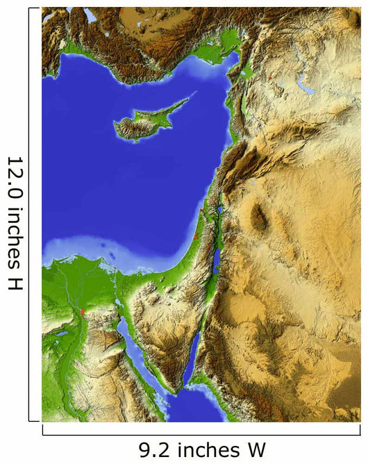 Shaded relief map of Palestine Wall Mural