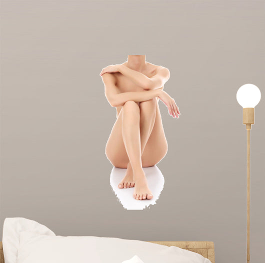 Slim Woman Sitting White