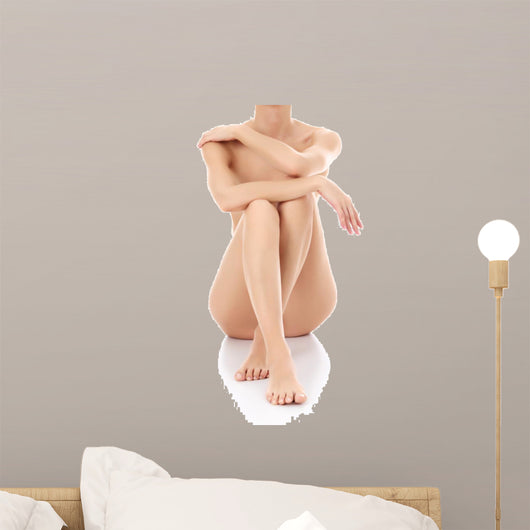 Slim Woman Sitting White