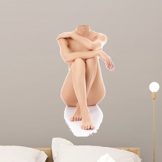 Slim Woman Sitting White