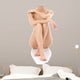 Slim Woman Sitting White