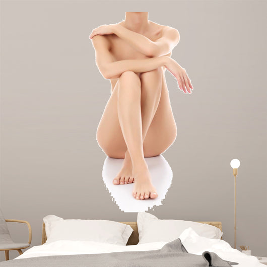 Slim Woman Sitting White