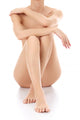 Slim Woman Sitting White