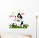 Cute Cow Cartoon Flower Wall Decal