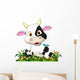 Cute cow cartoon on flower garden Wall Decal