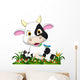 Cute cow cartoon on flower garden Wall Decal