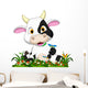 Cute cow cartoon on flower garden Wall Decal