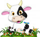 Cute cow cartoon on flower garden Wall Decal