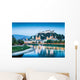 Salzburg skyline with river Salzach at dusk, Austria Wall Mural