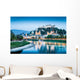 Salzburg skyline with river Salzach at dusk, Austria Wall Mural