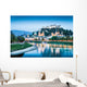 Salzburg skyline with river Salzach at dusk, Austria Wall Mural