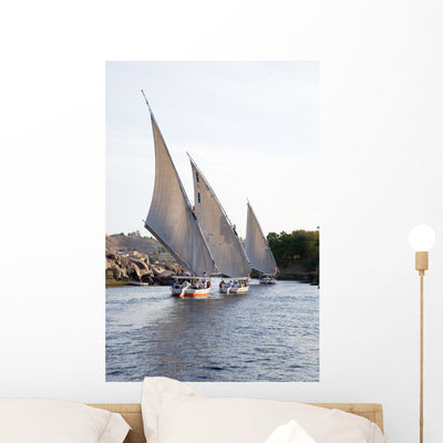 Felucca down Nile shown on a wall