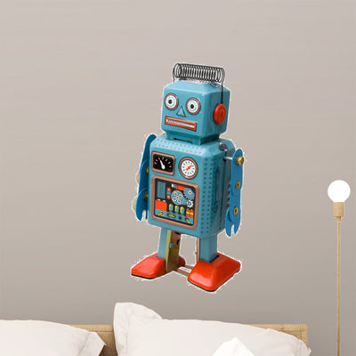 Retro Robot Toy shown on a wall
