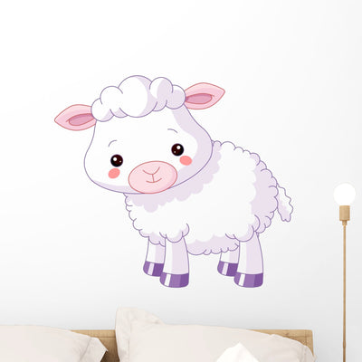 Farm Animals Lamb Wall Decal shown on a wall