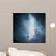 Beautiful lady smoking the hookah on a smoky background Wall Mural