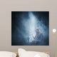Beautiful lady smoking the hookah on a smoky background Wall Mural