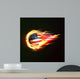 USA flag with flying soccer ball on fire isolated background Wall Mural