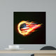 USA flag with flying soccer ball on fire isolated background Wall Mural