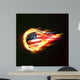 USA flag with flying soccer ball on fire isolated background Wall Mural