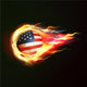 USA flag with flying soccer ball on fire isolated background Wall Mural