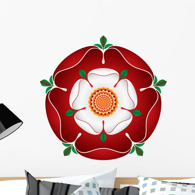 Tudor Dynasty Rose Vector Wall Decal shown on a wall