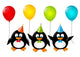Funny Penguins with Color Balloons Wall Decal