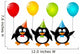 Funny Penguins with Color Balloons Wall Decal