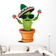 Cactus with a Sombrero and Maracas Wall Decal