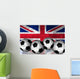 Footballs on top of flag - United Kingdom Wall Mural