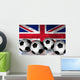 Footballs on top of flag - United Kingdom Wall Mural
