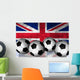 Footballs on top of flag - United Kingdom Wall Mural